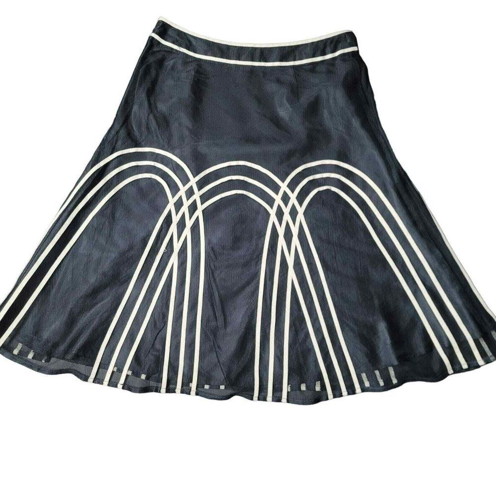 Loft Skirt Black White A-Line Chiffon Overlay Neutral Classic Geo Size 4P